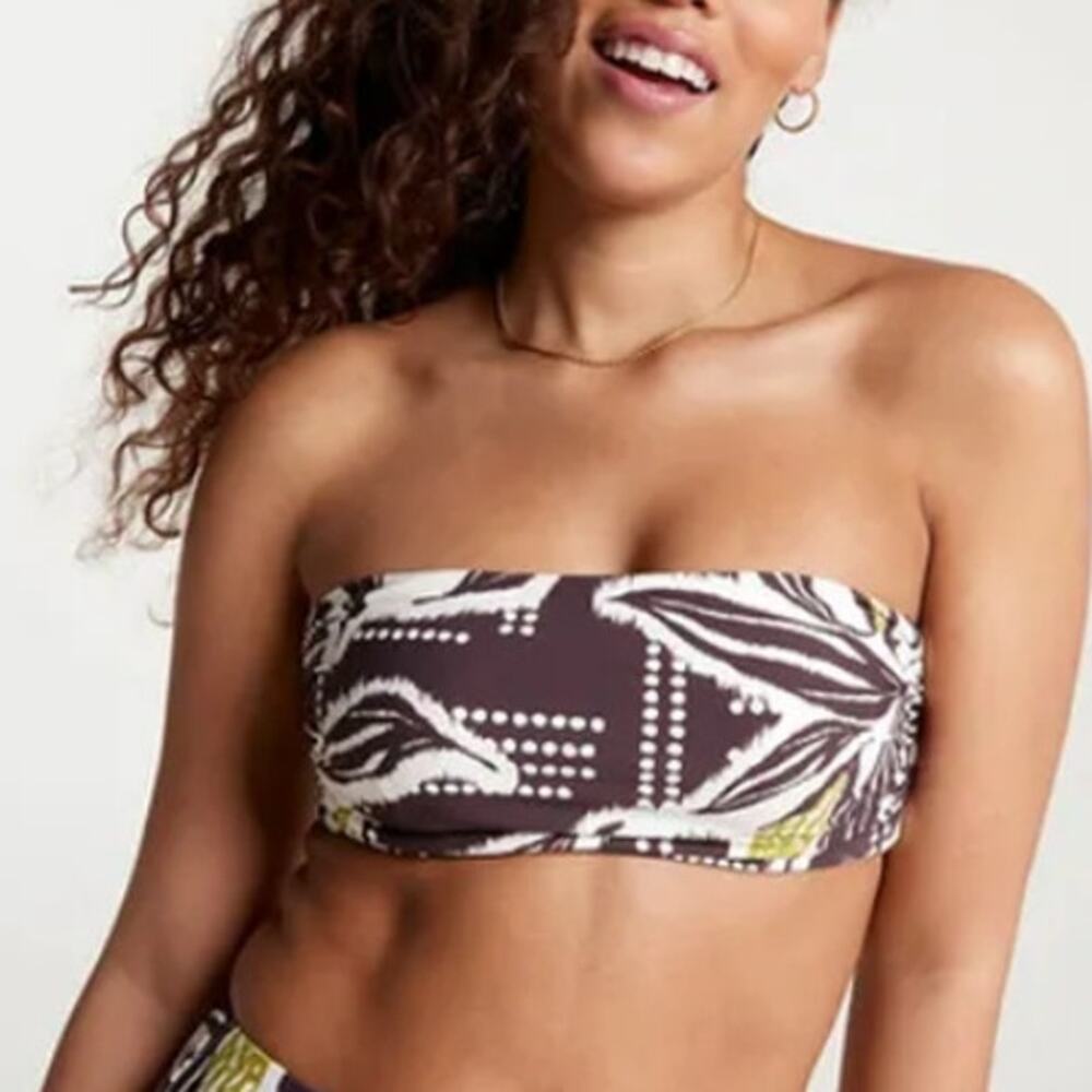 Calia Primitive Pointillism Shirred Strapless Bandeau Swim Top Size XS